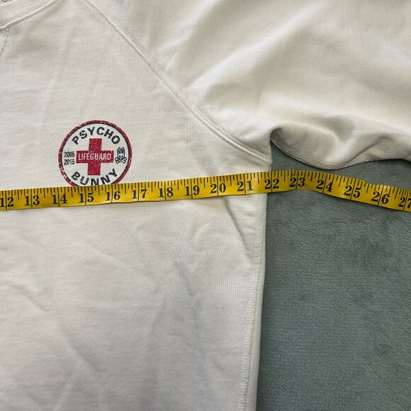 Psycho Bunny Lifeguard Sweatshirt Adult Medium Off White Crew Neck Sweater Mens - Picture 10 of 14